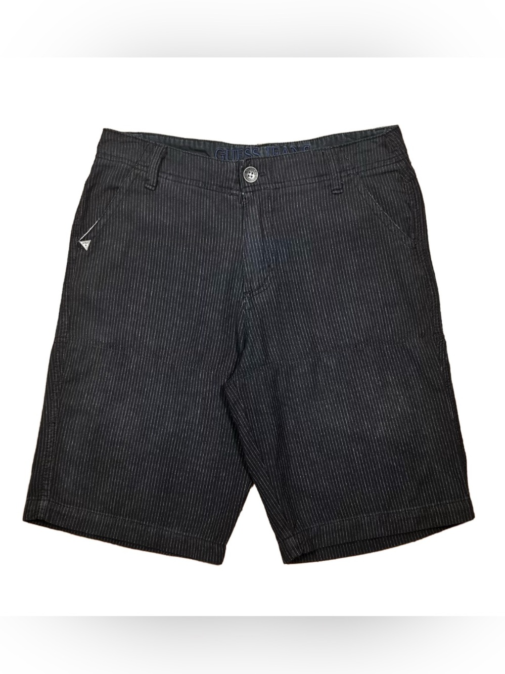 Guess Boys’ Black Pinstripe Cotton Summer Shorts Size 12 Chino Style